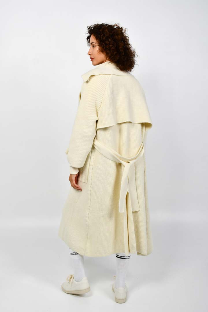 Picture of Knitted Trench Coat-Creme