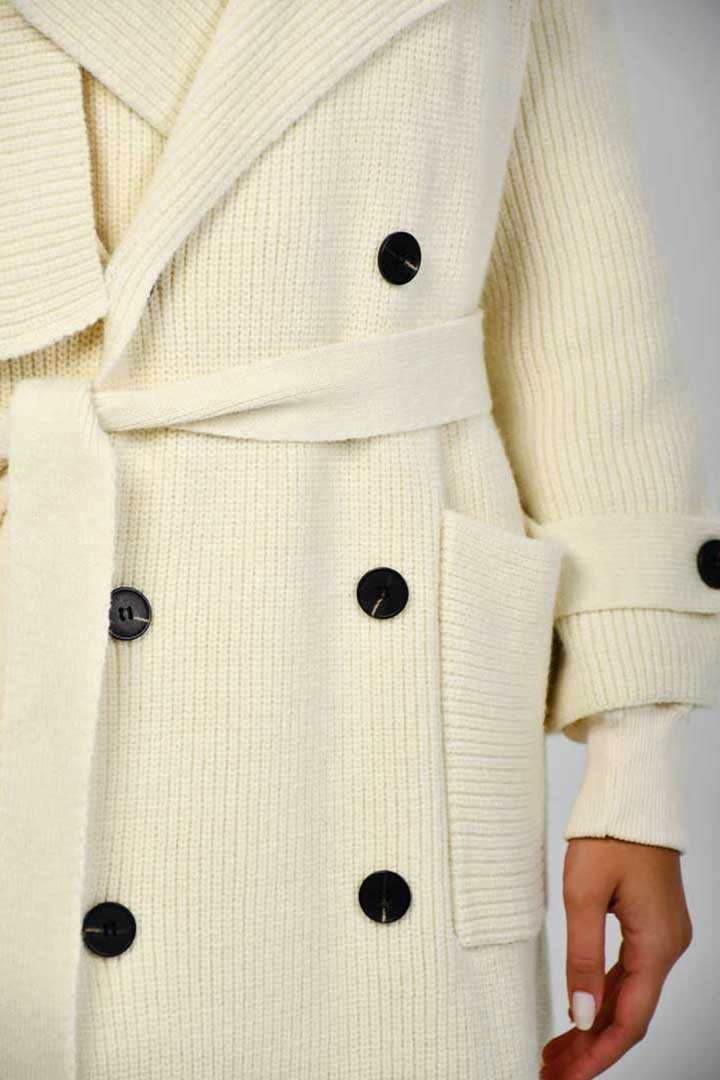Picture of Knitted Trench Coat-Creme