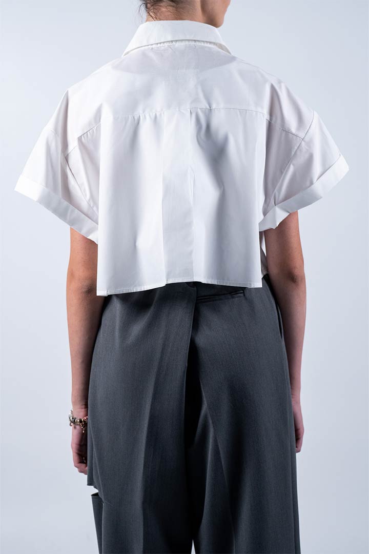 Picture of Cropped Short Sleeve Shirt-White