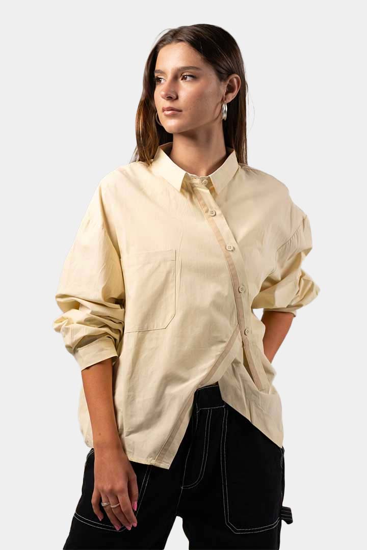 Picture of Asymetric Cropped Shirt-Crème