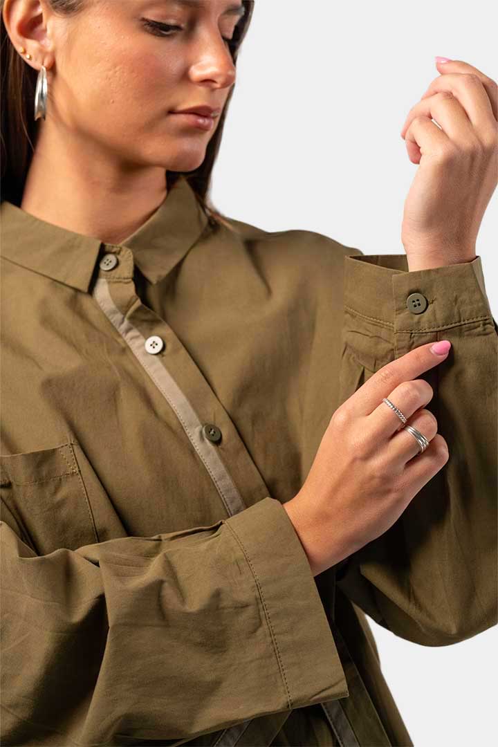 Picture of Asymetric Cropped Shirt-Green