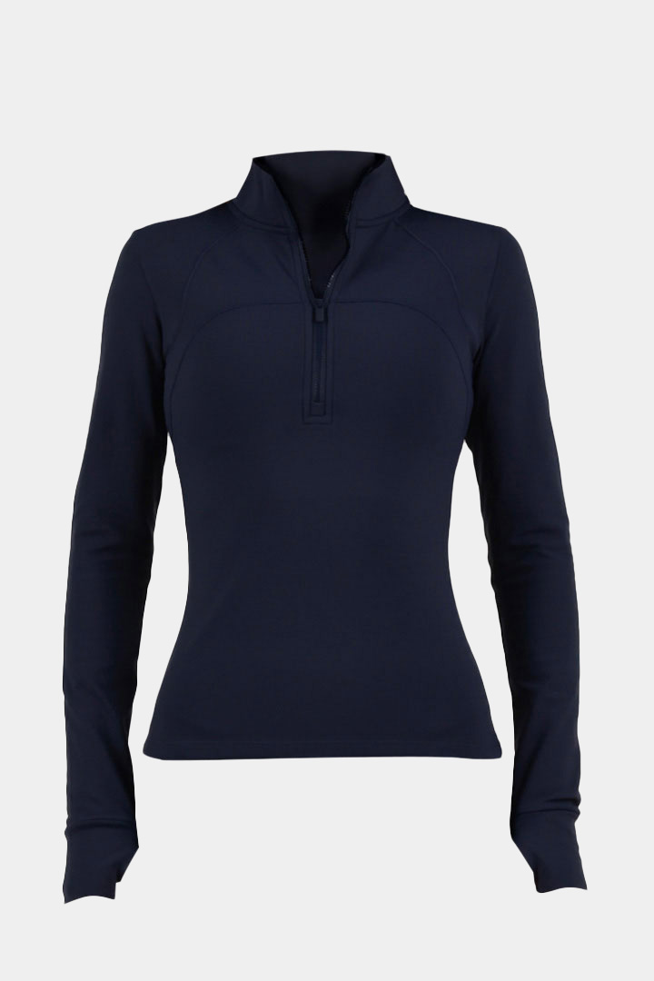 Picture of Quarter Zip Fitted Pullover-True Navy 