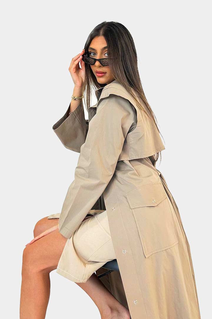 Picture of Double Breasted Long Sleeves Trench Coat