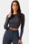 Picture of Cropped Crew Long Sleeve-Vintage Navy Rib