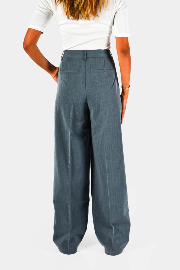 Picture of Mid Waist Straight Trousers-Blue