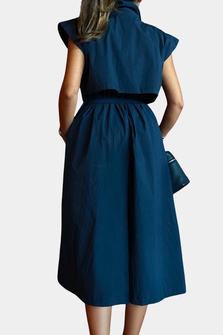 Picture of Sleeveless Trench Coat-Navy