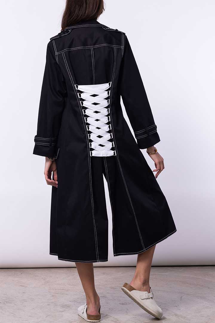 Picture of Ribbon Trench Coat-Black