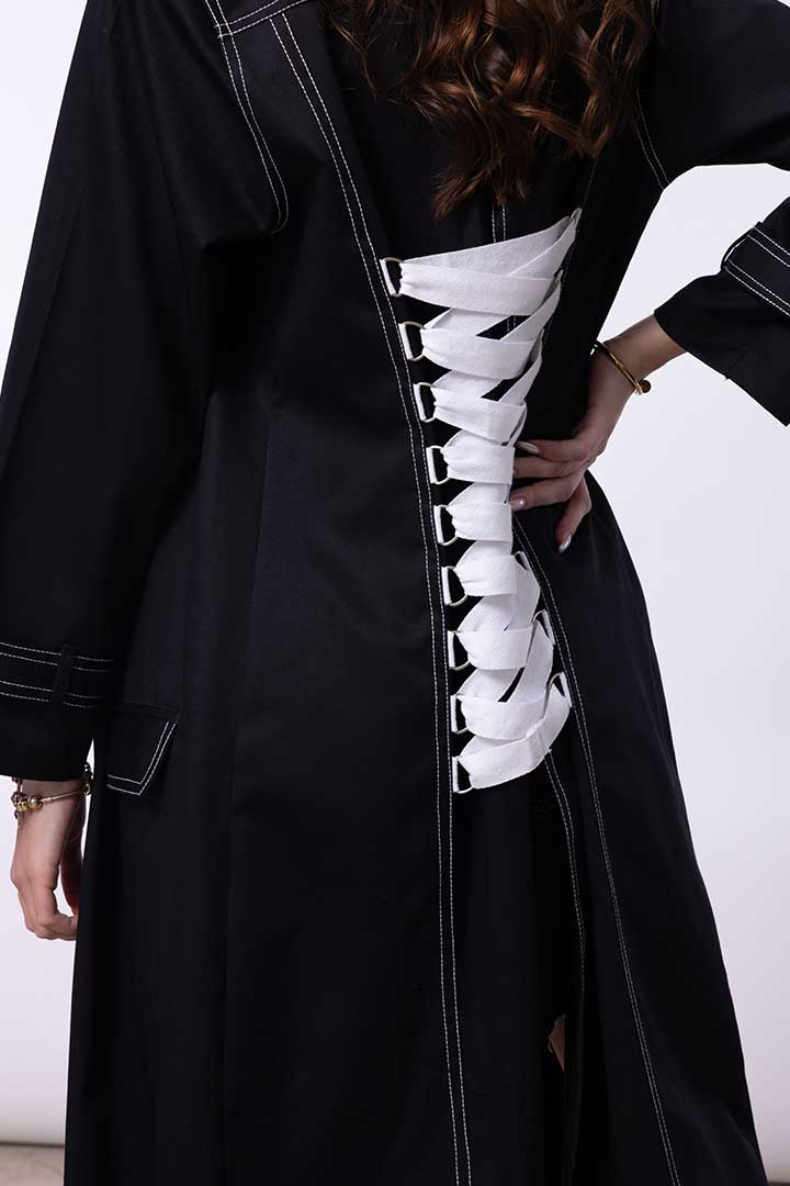 Picture of Ribbon Trench Coat-Black