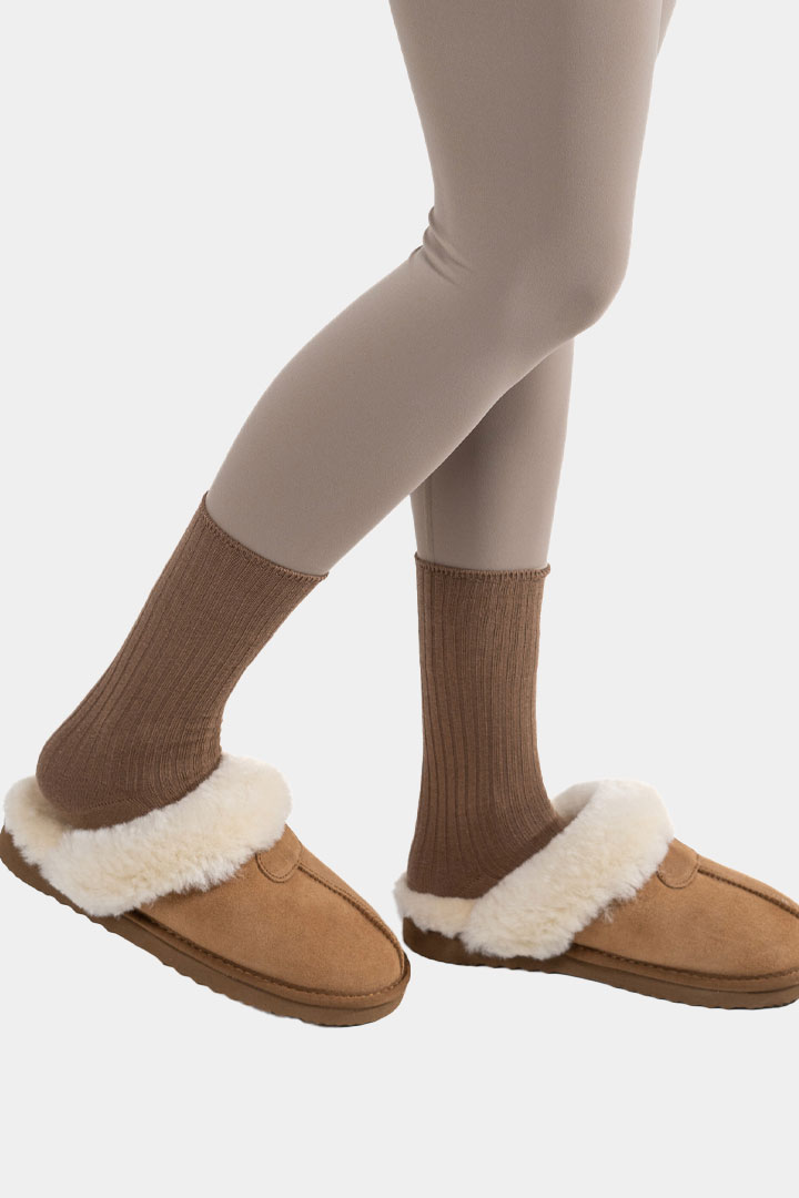 Picture of Shearling Slippers-Beige