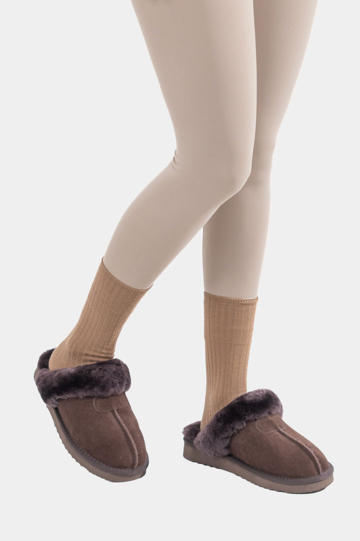 Picture of Shearling Slippers-Brown