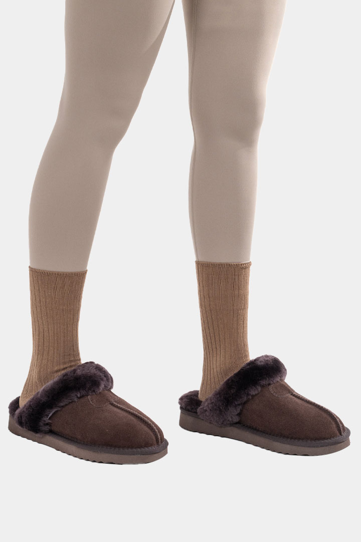 Picture of Shearling Slippers-Brown