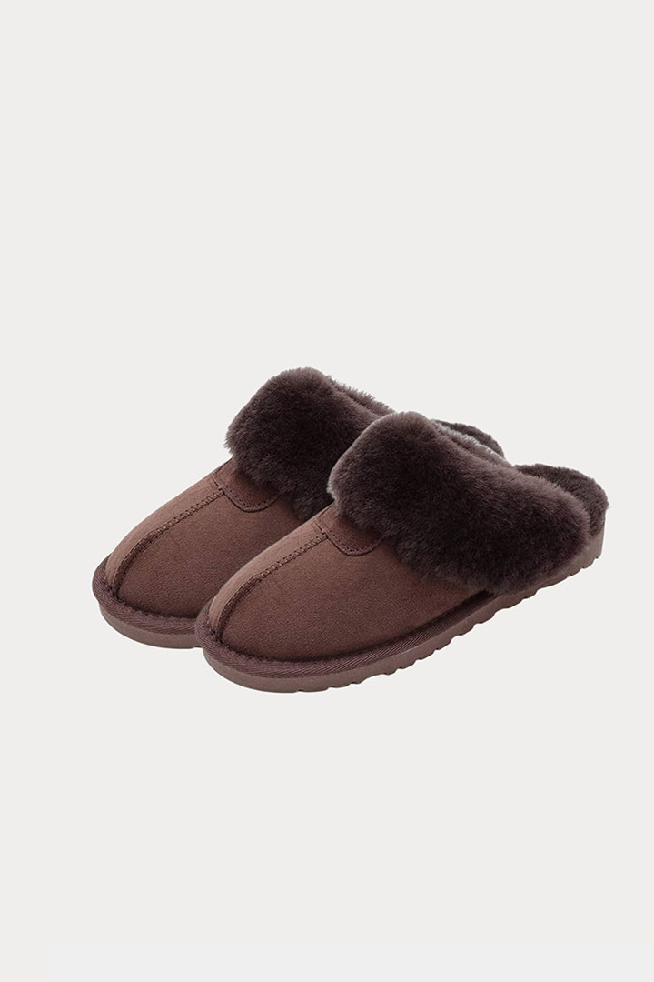 Picture of Shearling Slippers-Brown