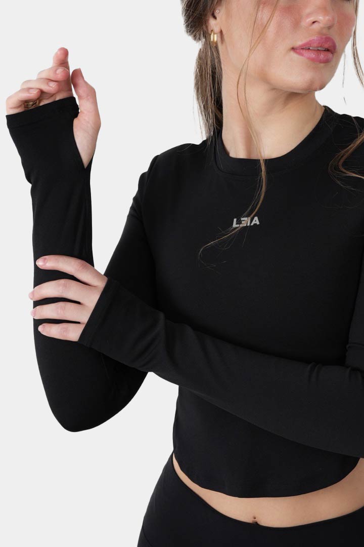 Picture of Extended Dry Fit Cropped Long Sleeves-Black