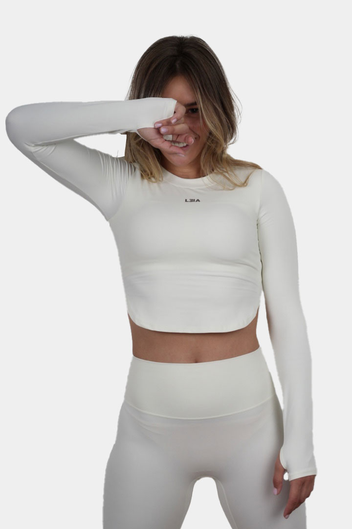 Picture of Extended Dry Fit Cropped Long Sleeves-White