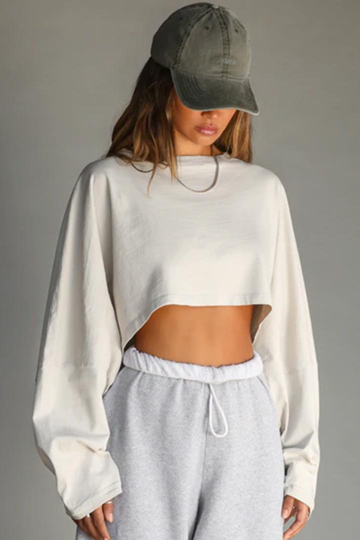 Picture of Slouchy Crop Long Sleeve - Fog Cotton