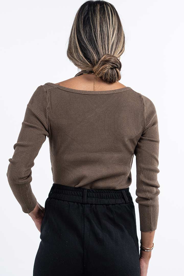 Picture of Fitted Knit Top - Coffee