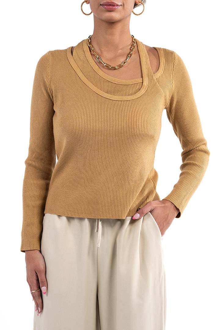 Picture of Fitted Knit Top - Beige
