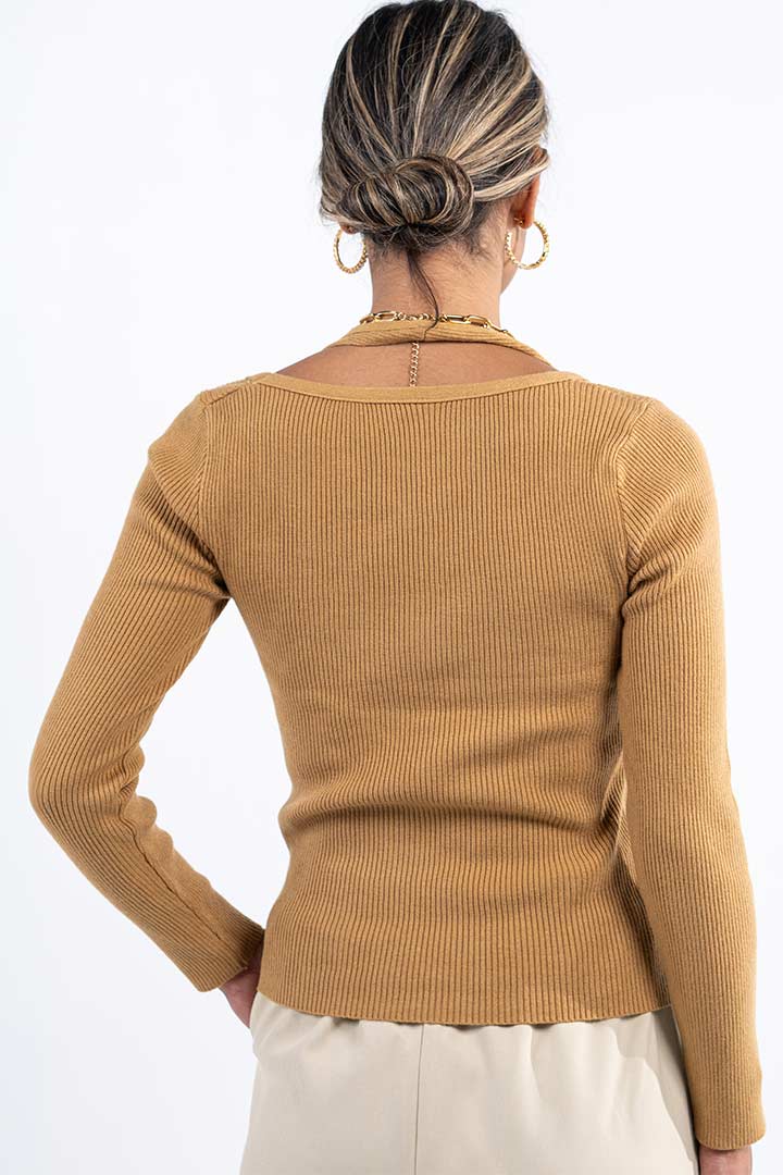 Picture of Fitted Knit Top - Beige