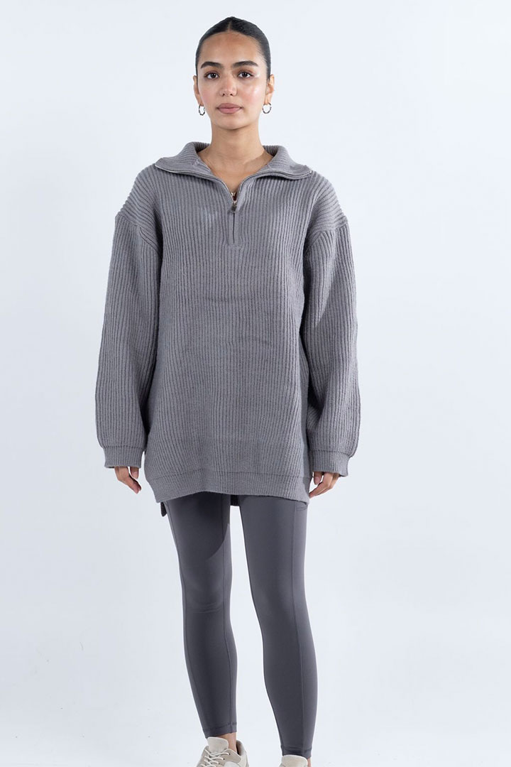 Picture of Oversized Knitted Jumper-Grey