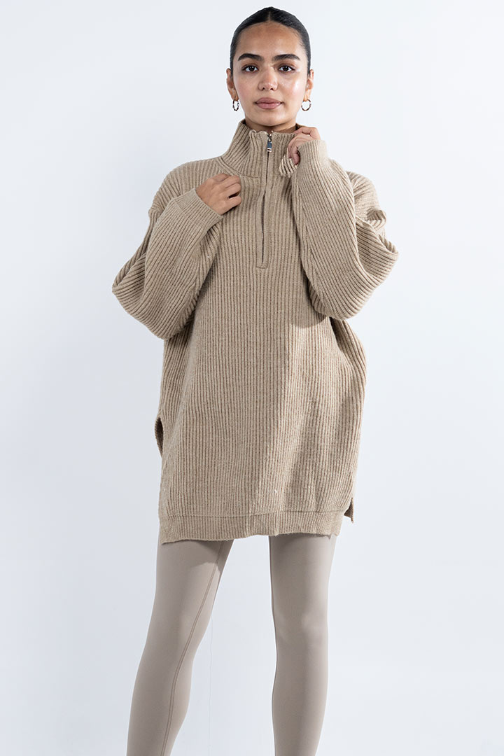 Picture of Oversized Knitted Jumper-Beige