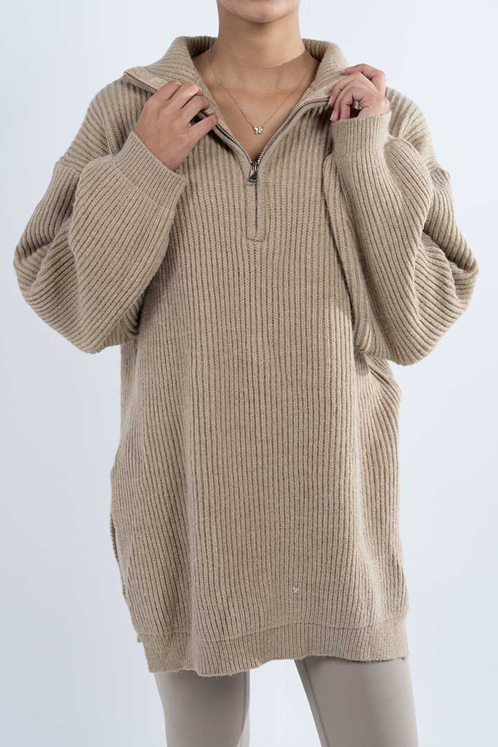 Picture of Oversized Knitted Jumper-Beige