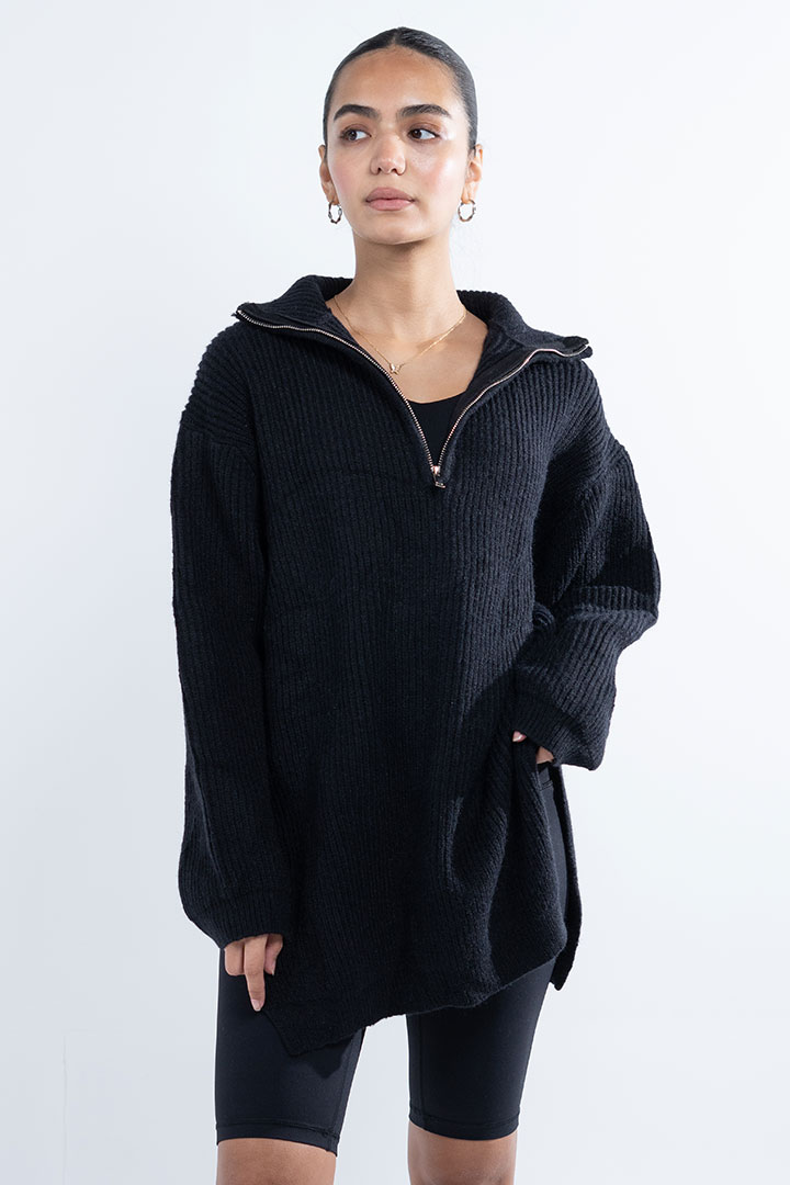 Picture of Oversized Knitted Jumper-Black