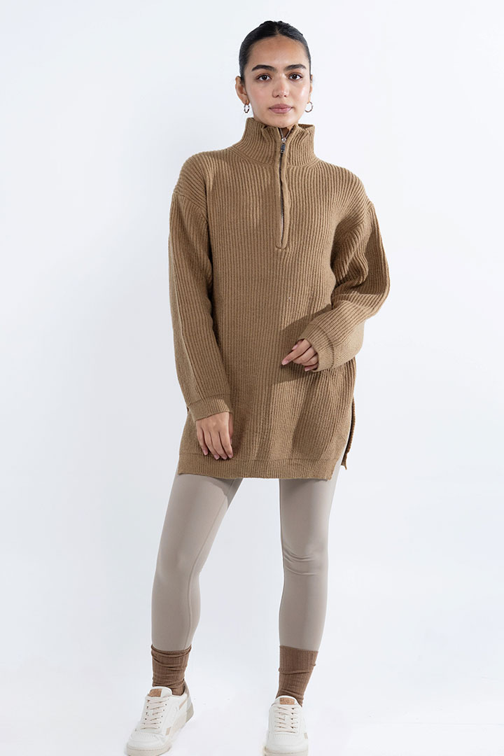 Picture of Oversized Knitted Jumper-Brown