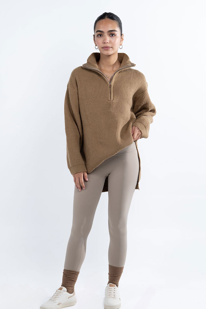 Picture of Oversized Knitted Jumper-Brown