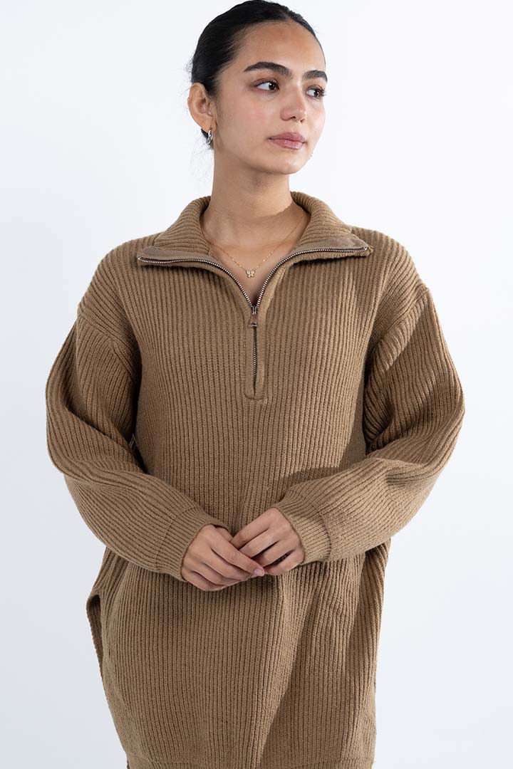 Picture of Oversized Knitted Jumper-Brown