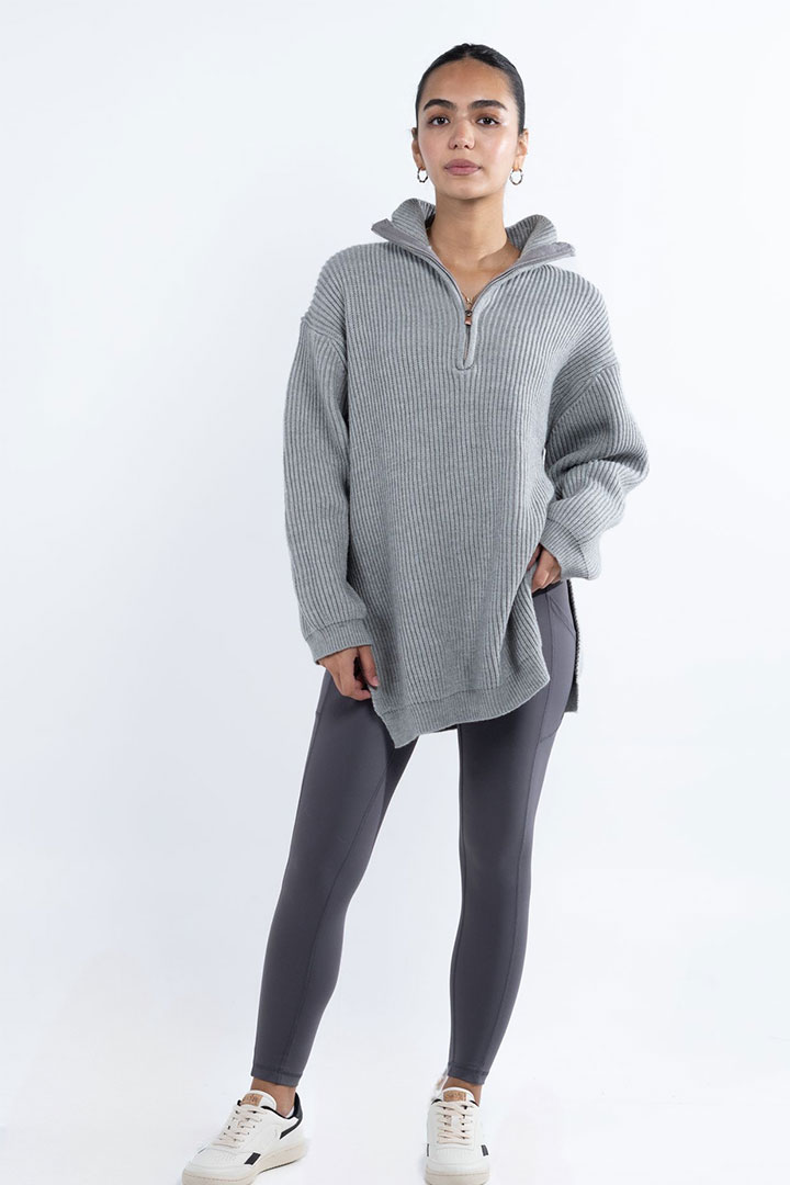 Picture of Oversized Knitted Jumper- Heather Grey