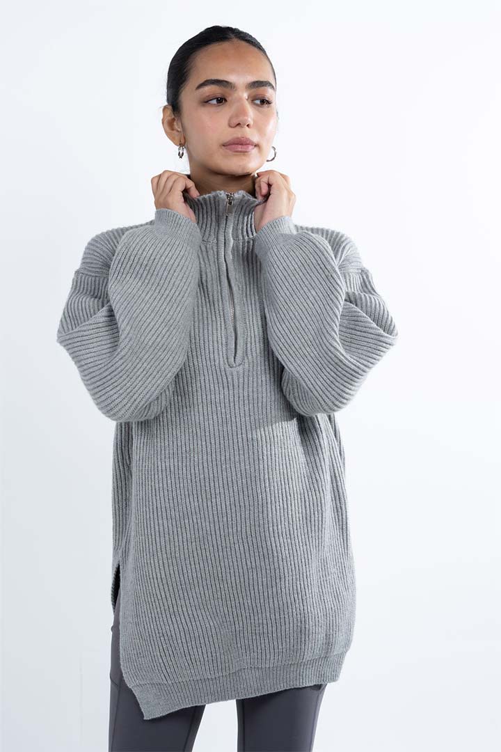 Picture of Oversized Knitted Jumper- Heather Grey