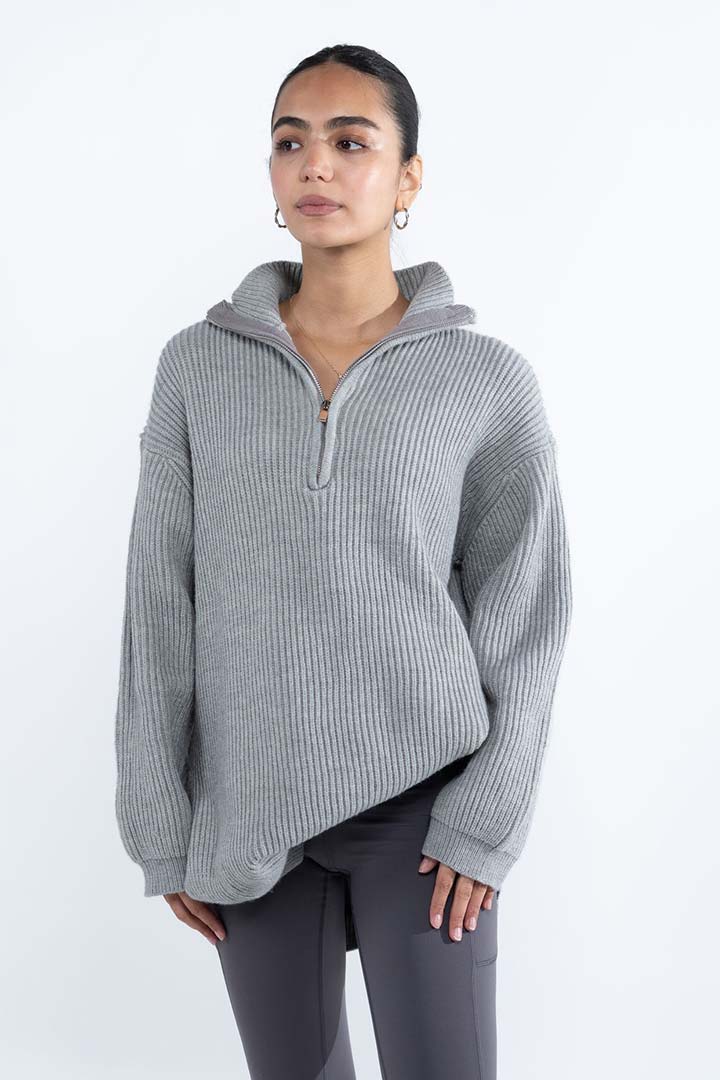 Picture of Oversized Knitted Jumper- Heather Grey