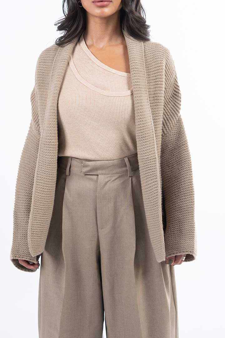 Picture of Short Belted Cardigan - Coffee