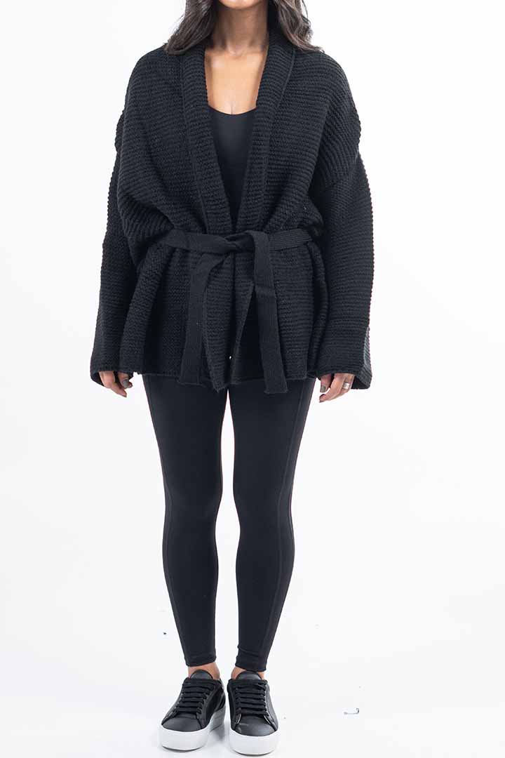 Picture of Short Belted Cardigan - Black