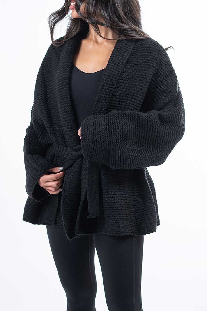 Picture of Short Belted Cardigan - Black