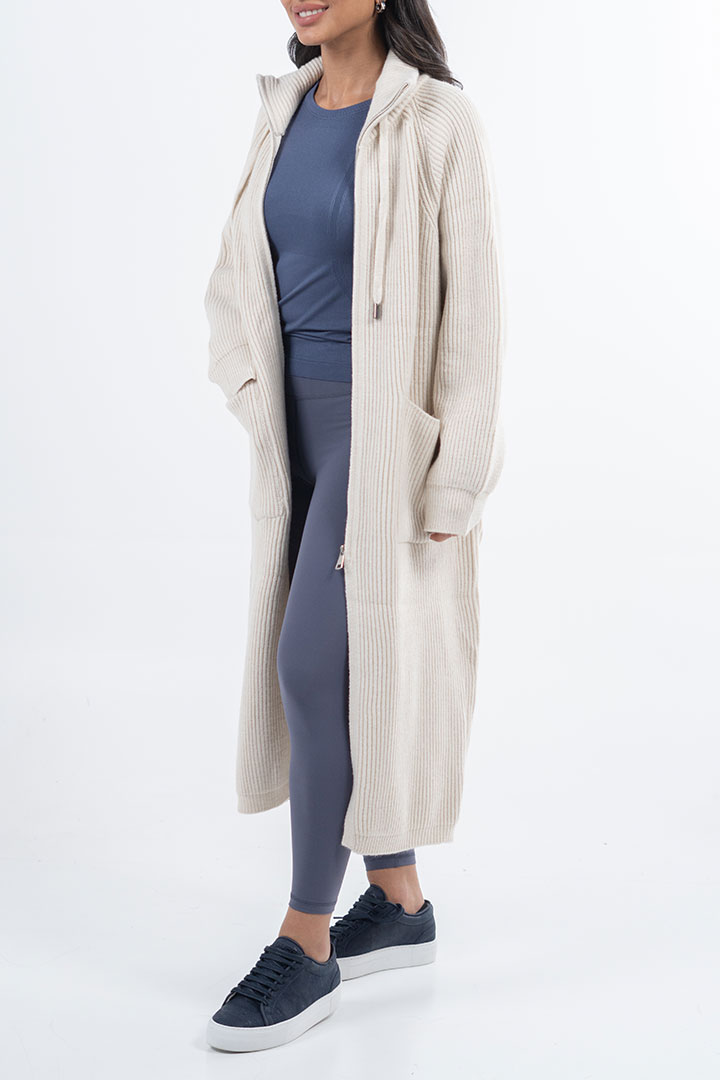 Picture of Long zip up Cardigan - Apricot