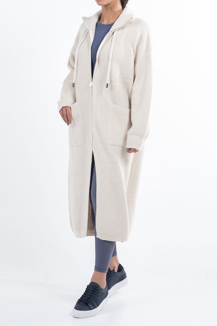 Picture of Long zip up Cardigan - Apricot