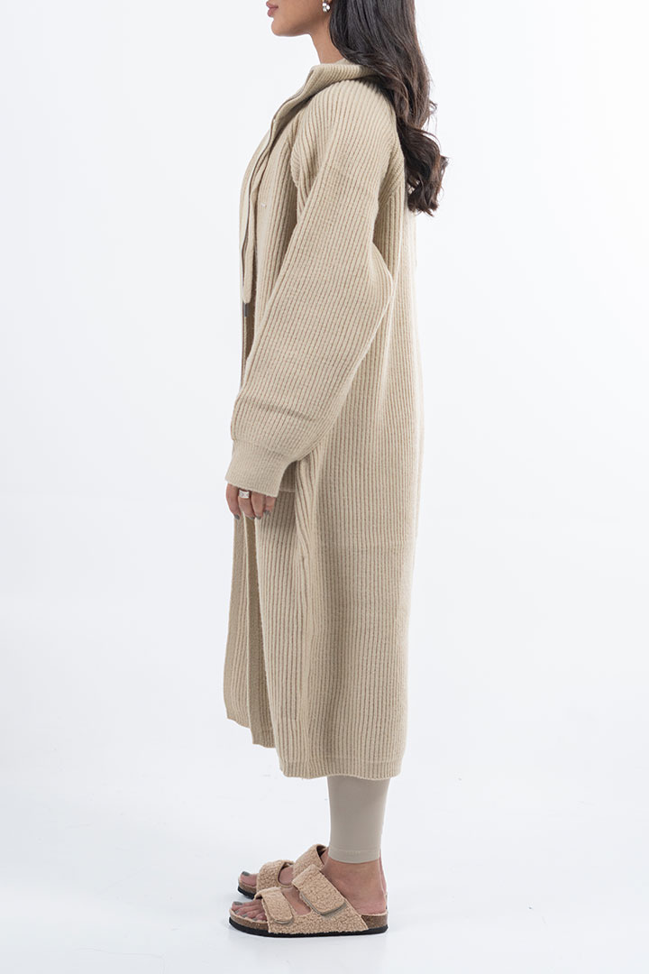 Picture of Long zip up Cardigan - Beige