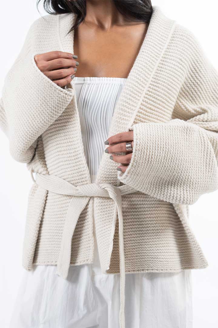 Picture of Short Belted Cardigan - Apricot