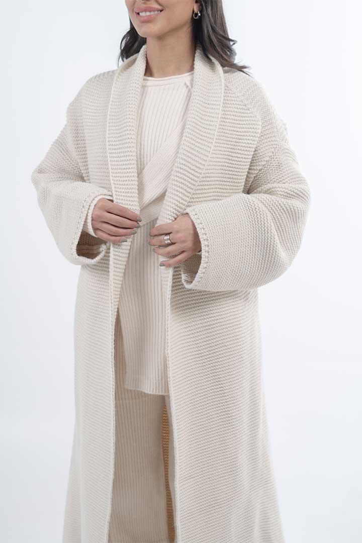 Picture of Long Belted Cardigan - Beige