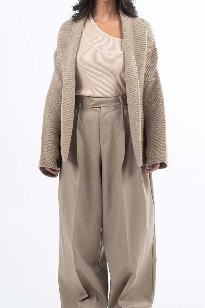 Picture of Wide Leg Trousers-Beige