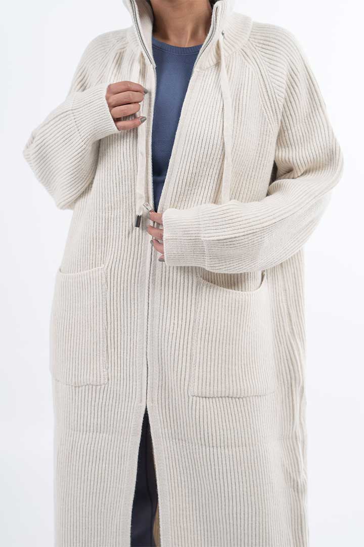 Picture of Long zip up Cardigan - Apricot