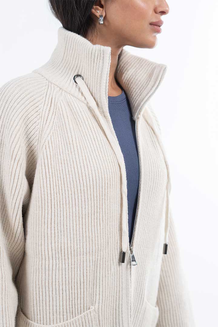 Picture of Long zip up Cardigan - Apricot