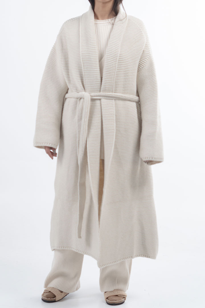 Picture of Long Belted Cardigan - Beige