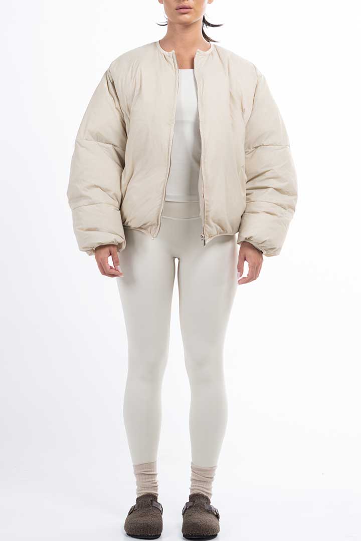 Picture of Cropped Puffer Jacket-Beige