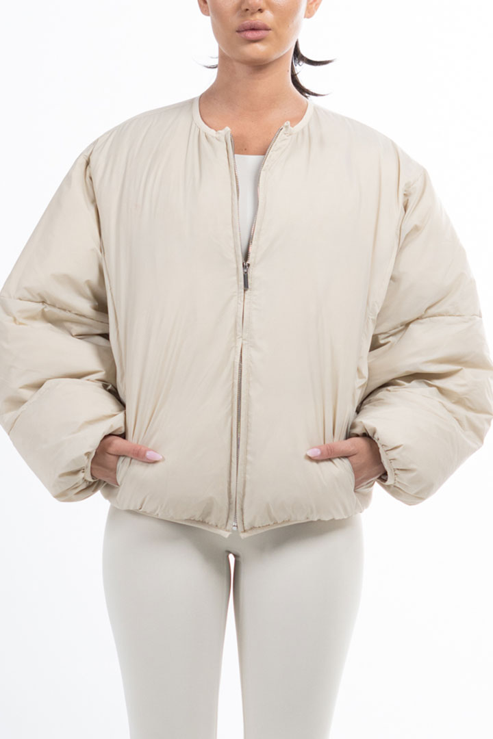 Picture of Cropped Puffer Jacket-Beige