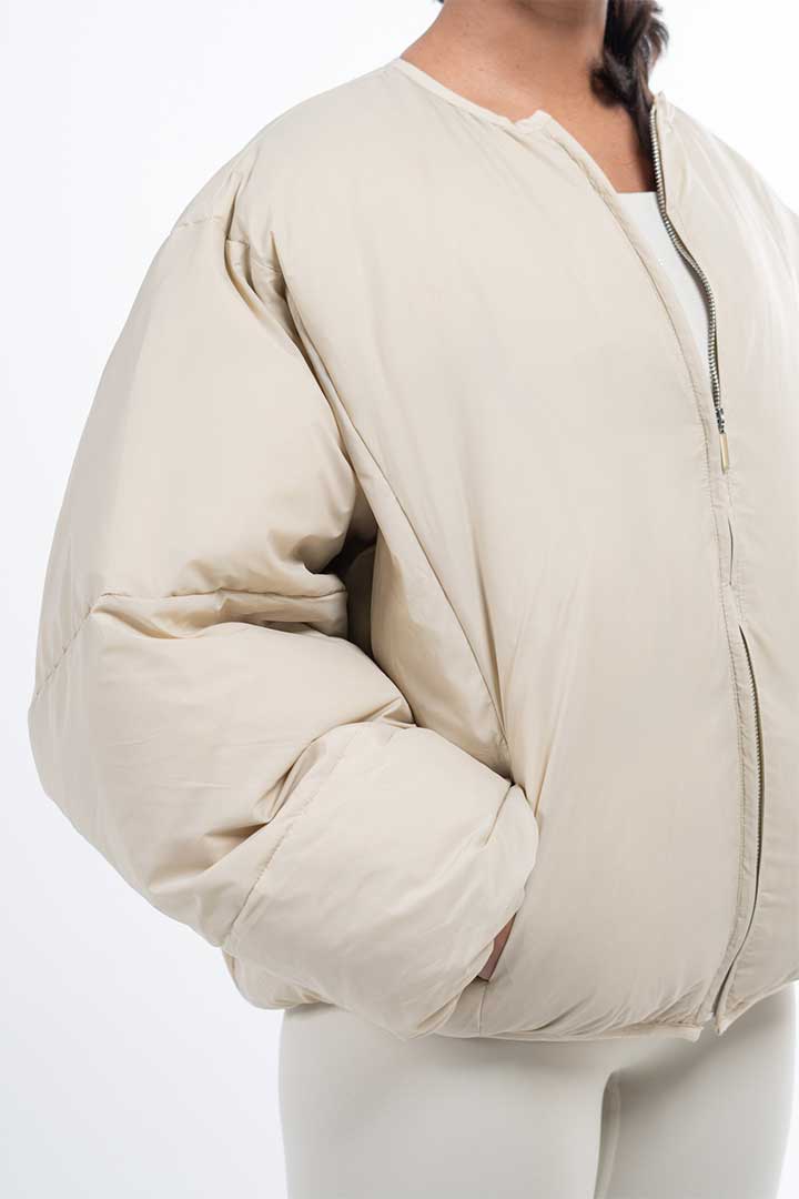 Picture of Cropped Puffer Jacket-Beige