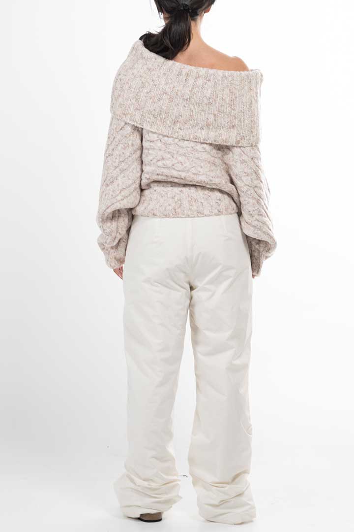 Picture of Off Shoulder Knitted Pullover-Beige