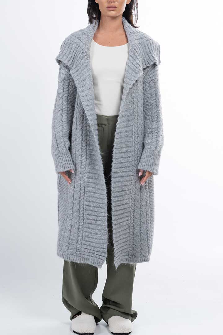 Picture of Mid Knitted Cardigan-Grey