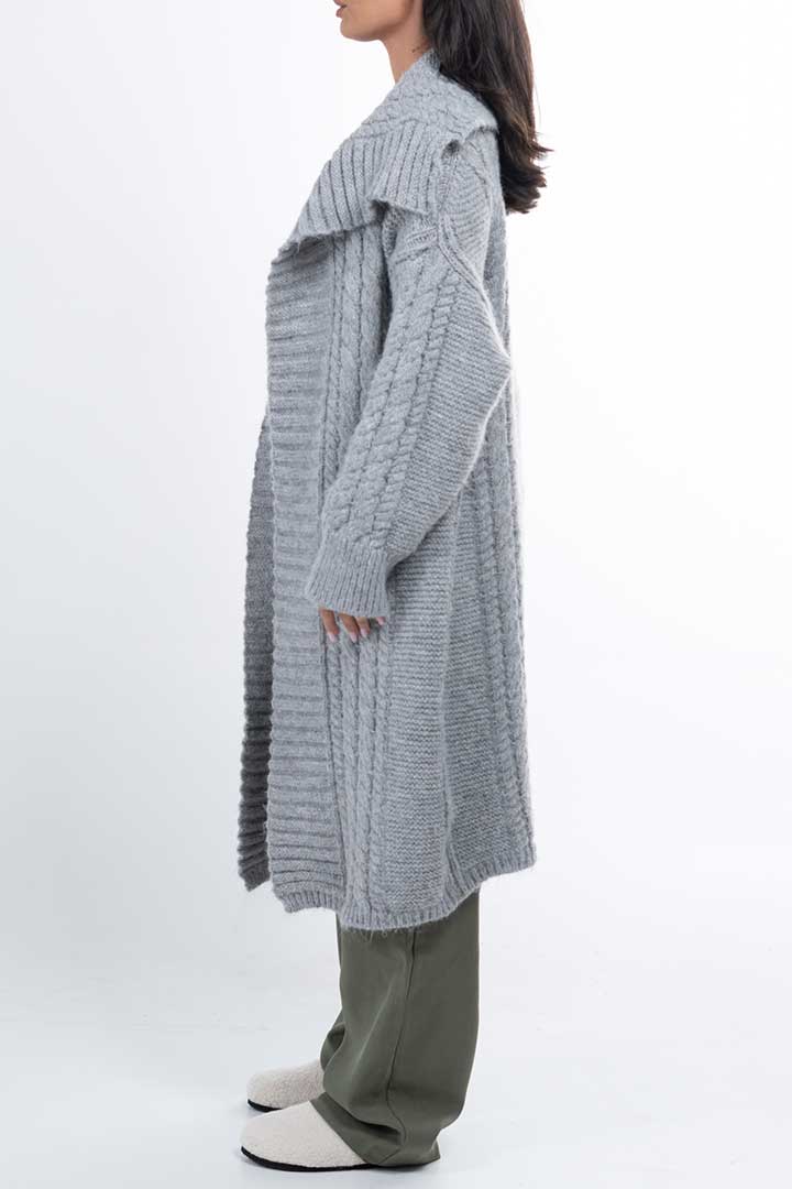 Picture of Mid Knitted Cardigan-Grey